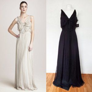 Robert Rodriguez Silk Chiffon Bow Maxi Dress Gown